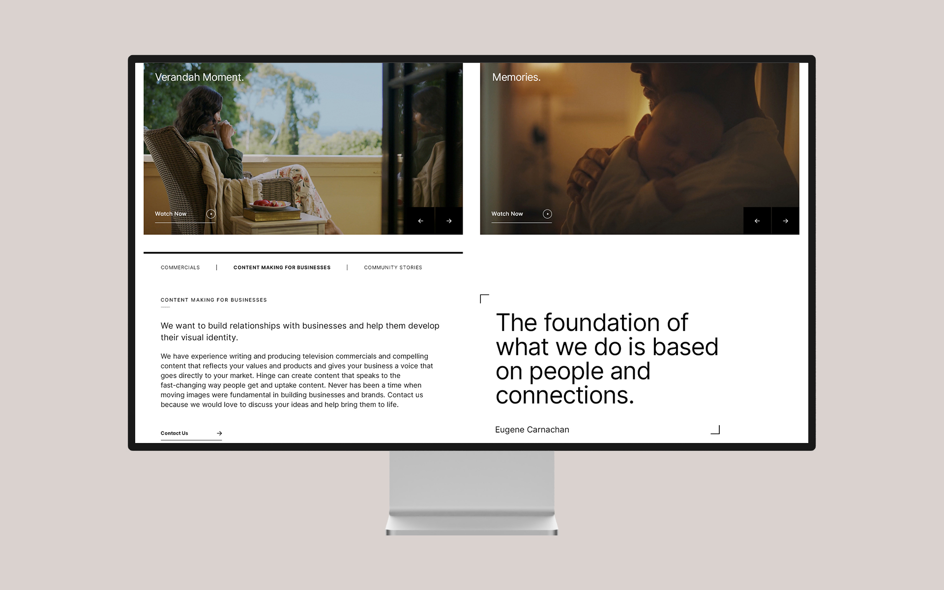 Hinge Productions UX Design.