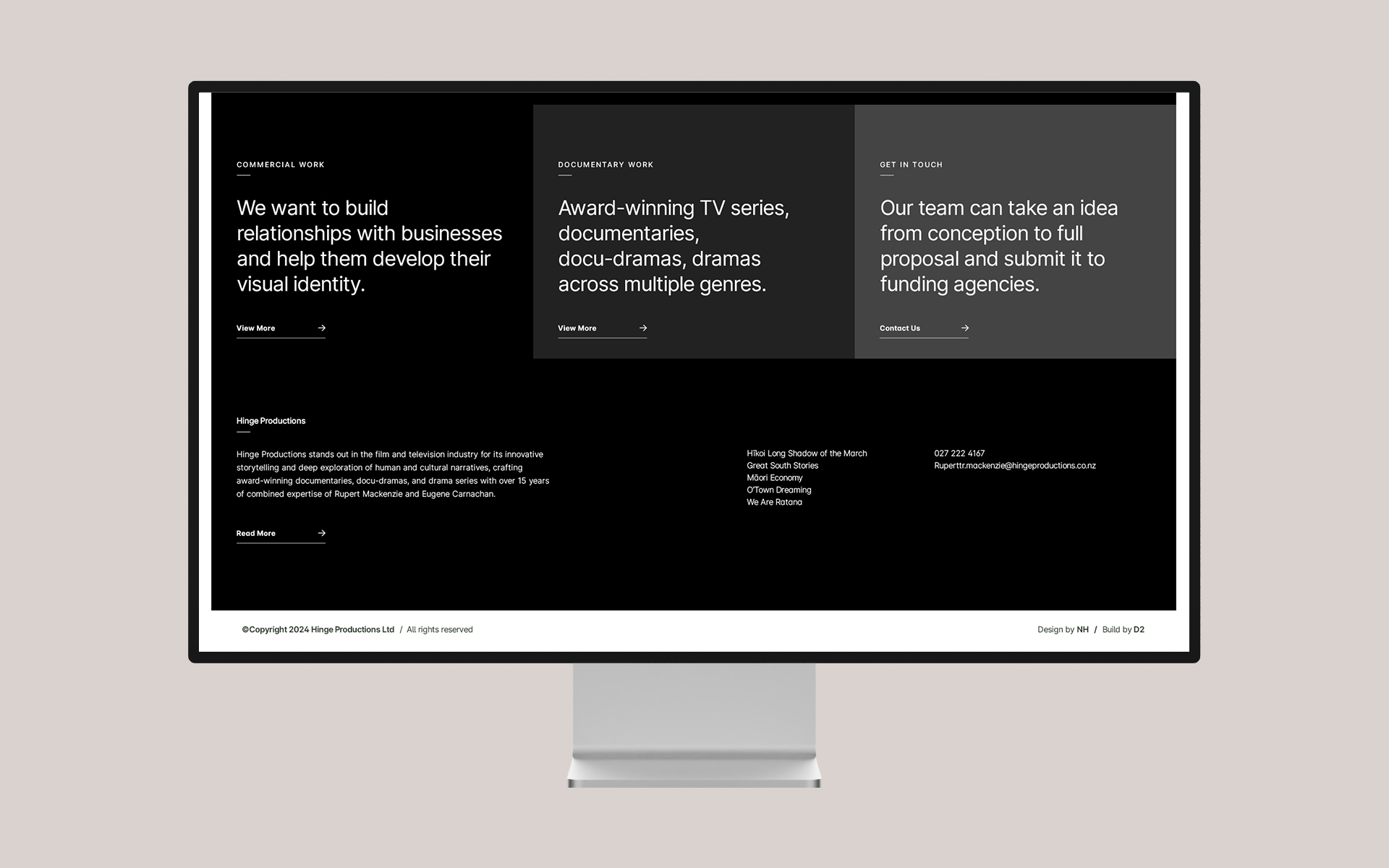Hinge Productions UX Design.